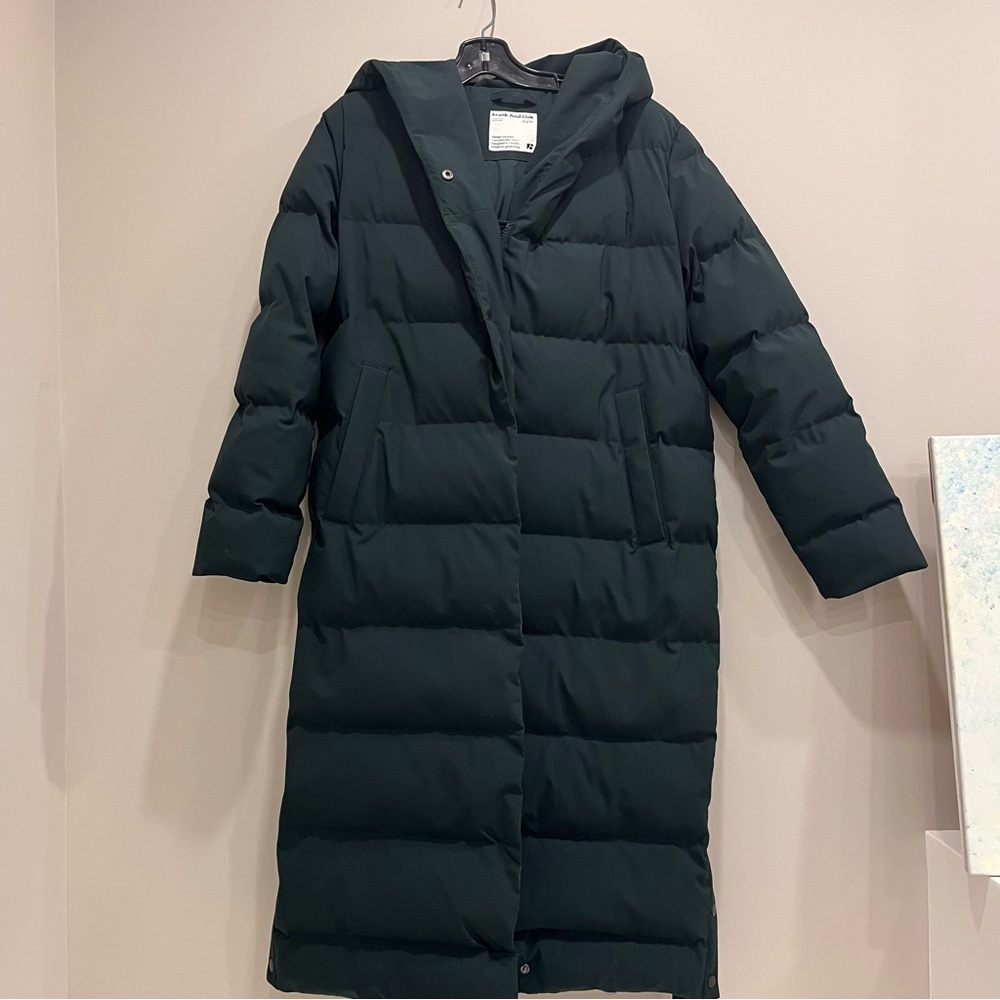 Frank & Oak Forest Green Long Puffer Jacket